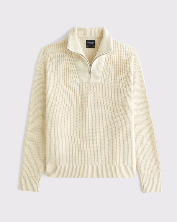 Quarter-Zip Sweater, Warm Beige view 1