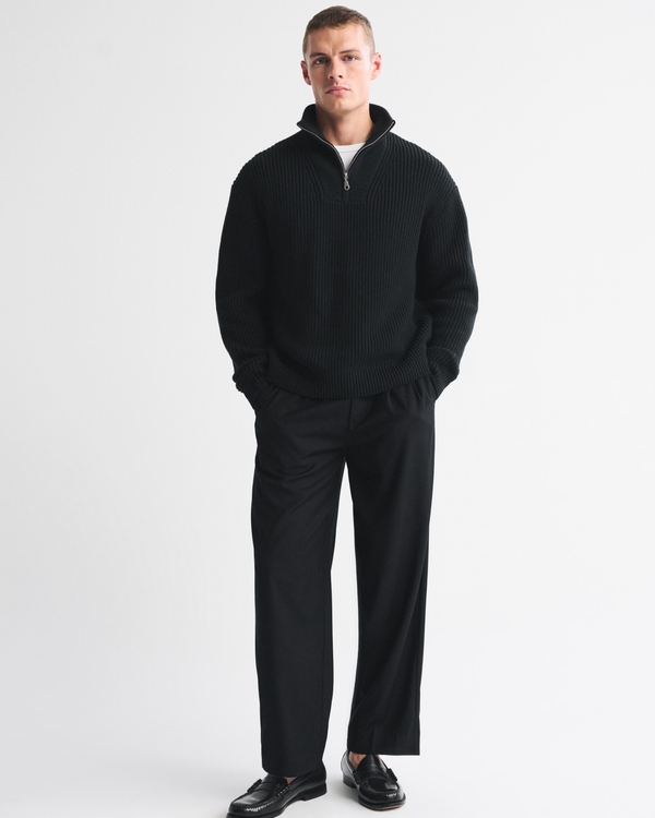 Quarter-Zip Sweater, Black view 2