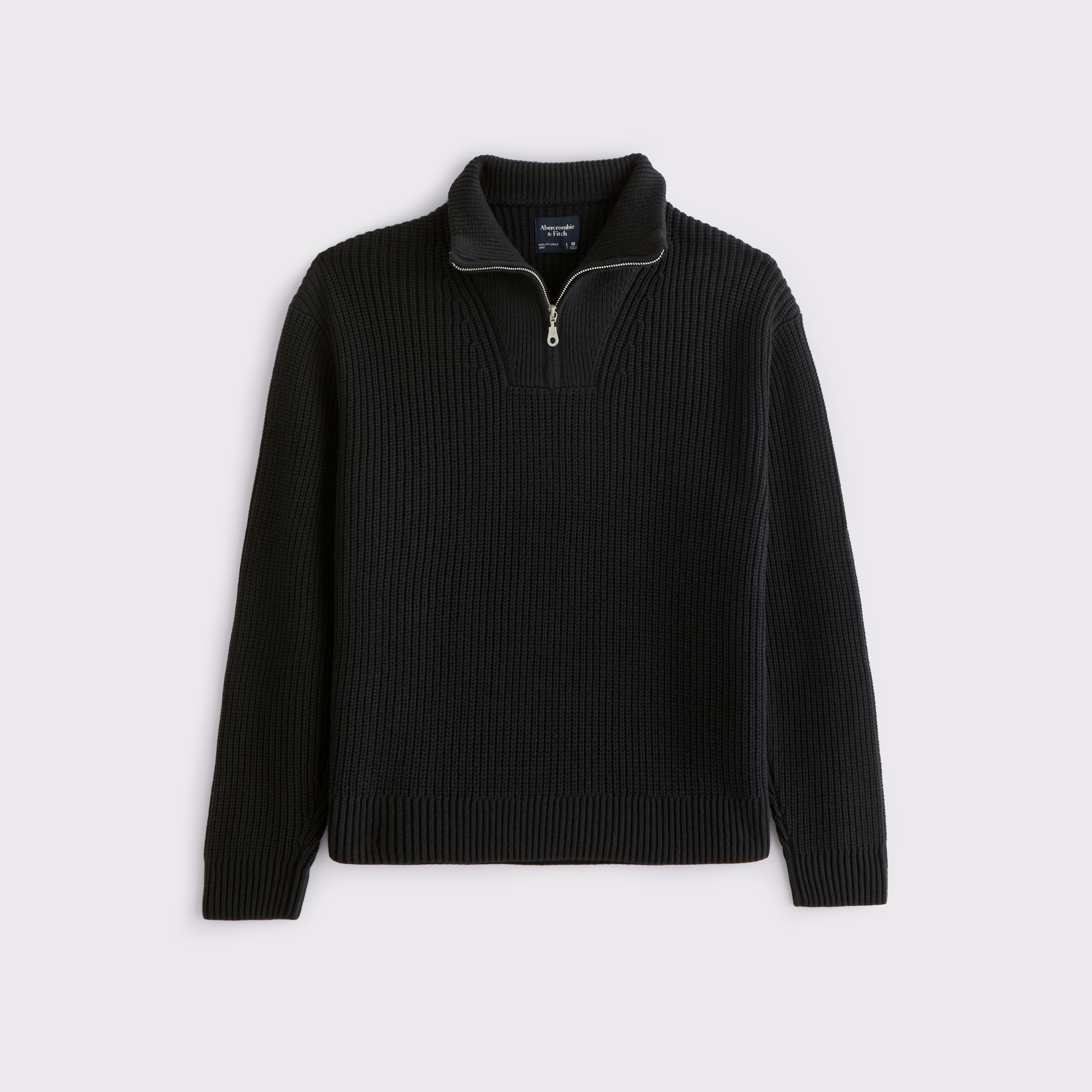 Мужской свитер Abercrombie & Fitch Quarter-Zip, цвет: Чёрный