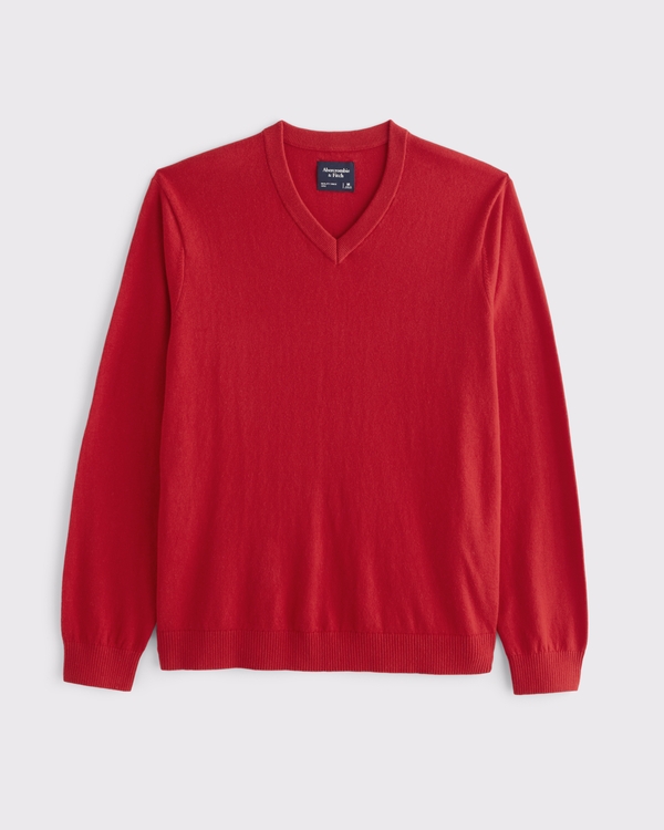 V-Neck Sweater, Vivid Red view 1