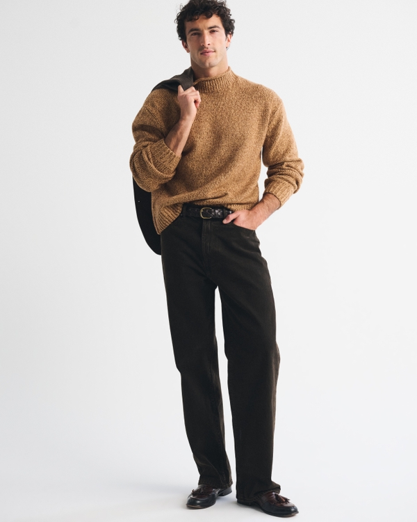 Mock Neck Sweater, Light Brown view 2