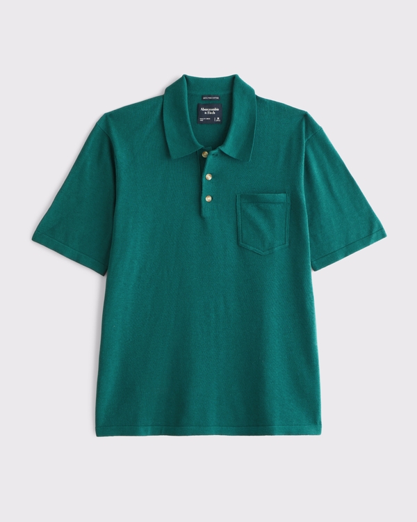 100% Pima Cotton Sweater Polo, Teal view 1