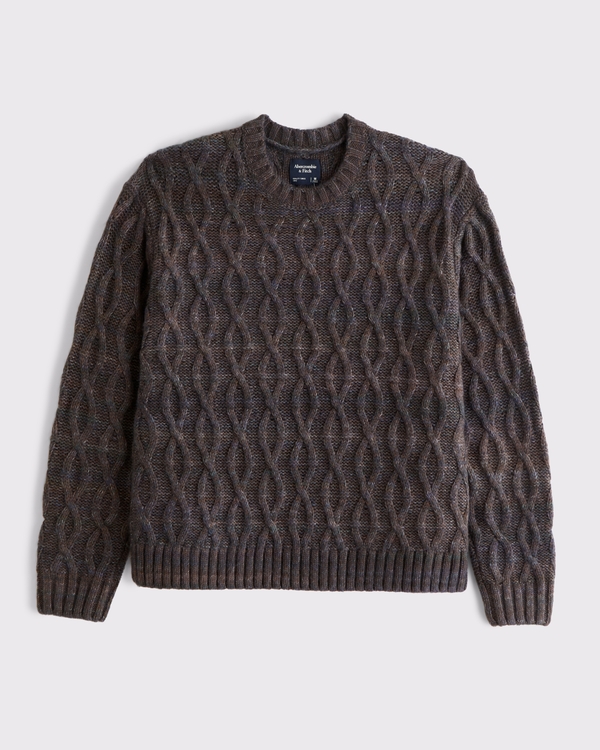 A&F Essential Crew Sweater, Chocolate Brown Pattern view 1