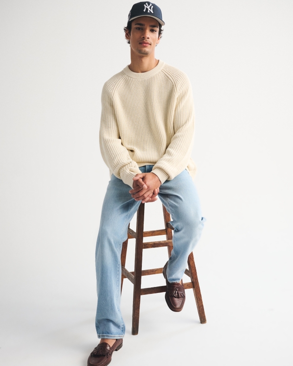 A&F Essential 100% Cotton Crew Sweater, Warm Beige view 2