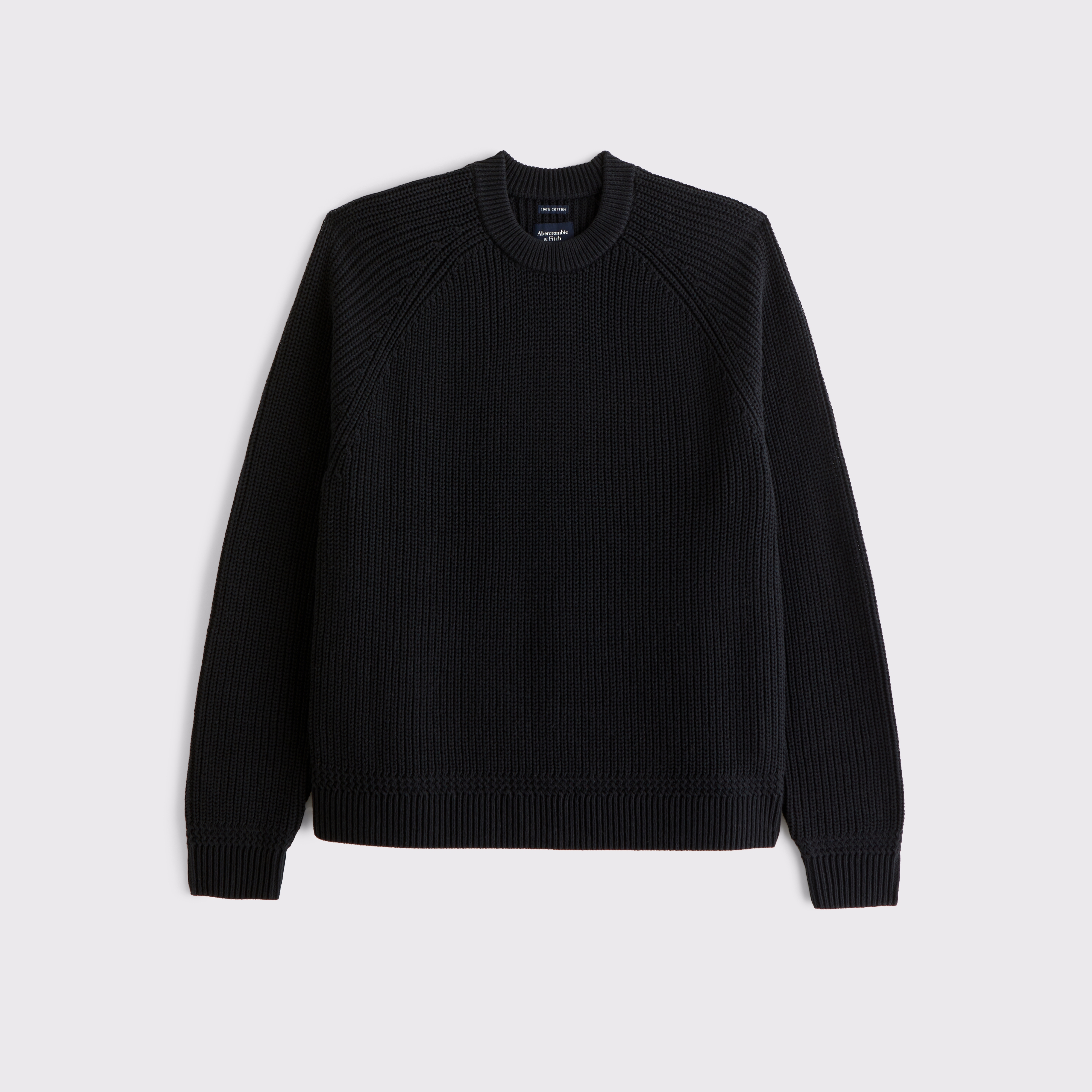 Мужской свитер Abercrombie & Fitch A&F Essential 100% Cotton Crew, цвет: Чёрный — фото 1