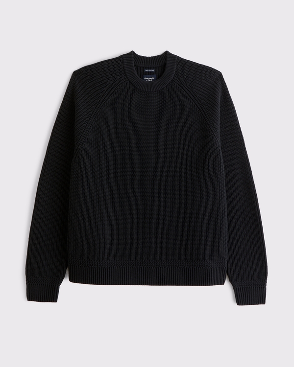 A&F Essential 100% Cotton Crew Sweater, Black view 1