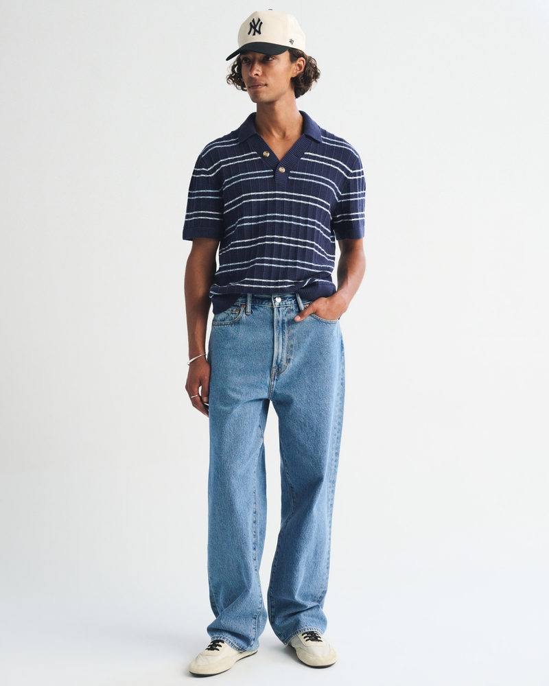 100% Cotton Rib 2-Button Sweater Polo - thumbnail 5
