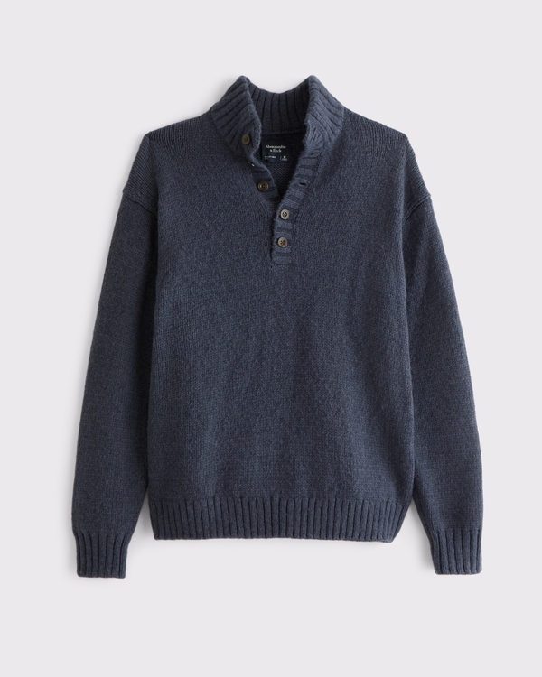 Henley Mock Neck Sweater