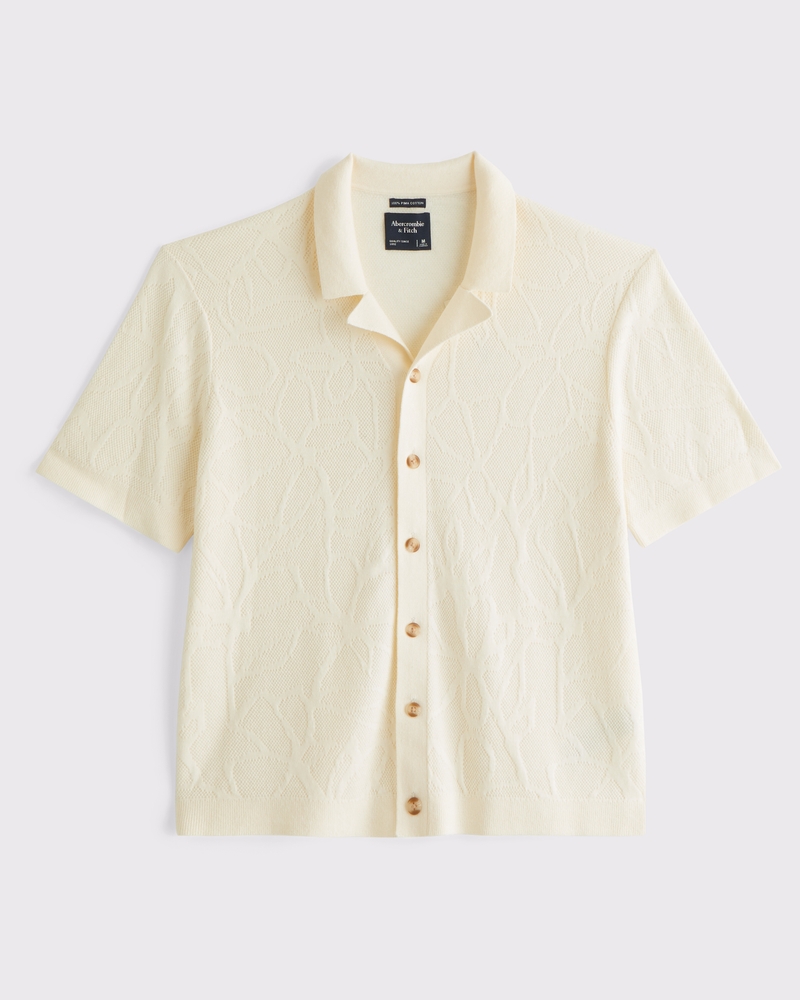 100% Pima Cotton Floral Button-Through Sweater Polo - thumbnail 8