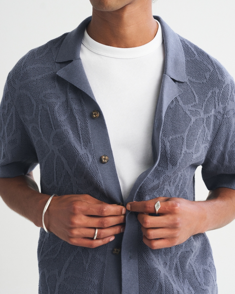 100% Pima Cotton Floral Button-Through Sweater Polo - thumbnail 4
