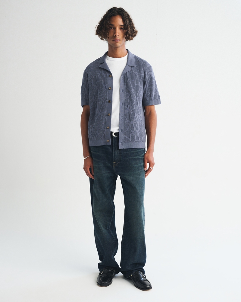 100% Pima Cotton Floral Button-Through Sweater Polo - thumbnail 5