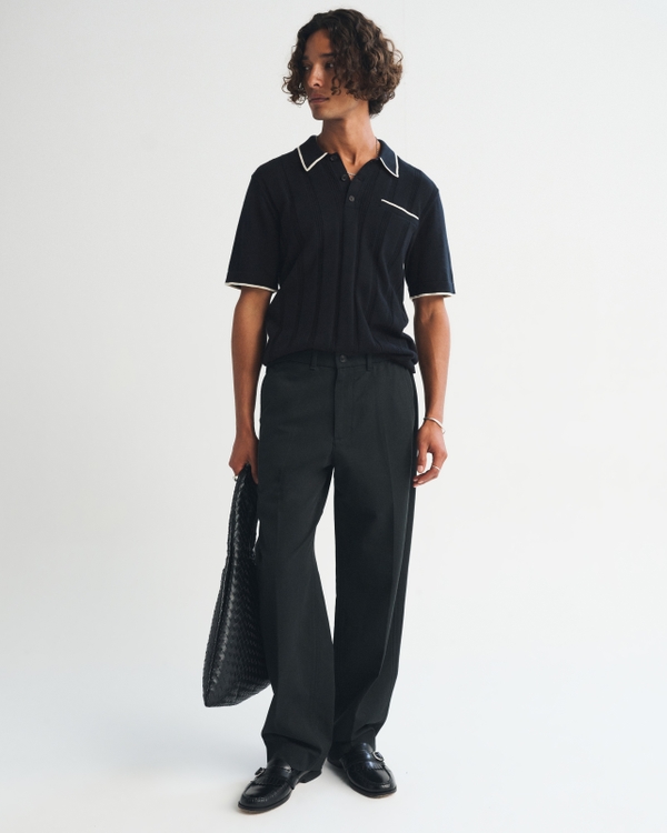 Refined Rib 3-Button Sweater Polo, Black view 2