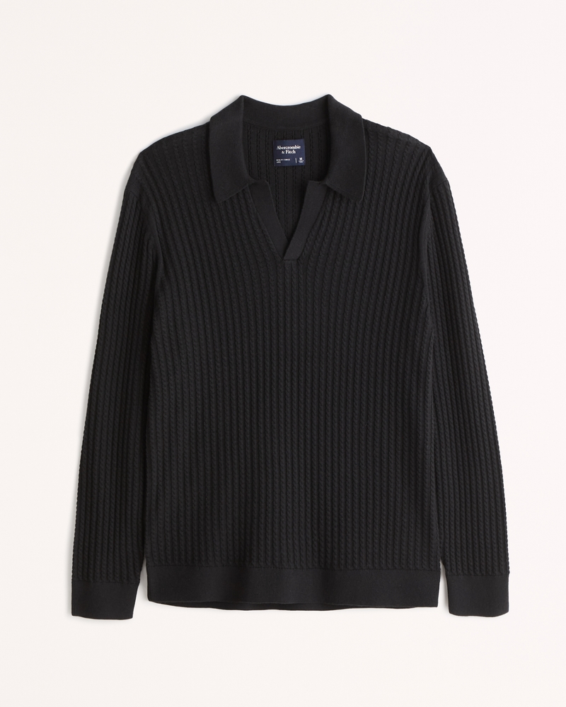 Men's LongSleeve Johnny Collar Sweater Polo Men's Clearance