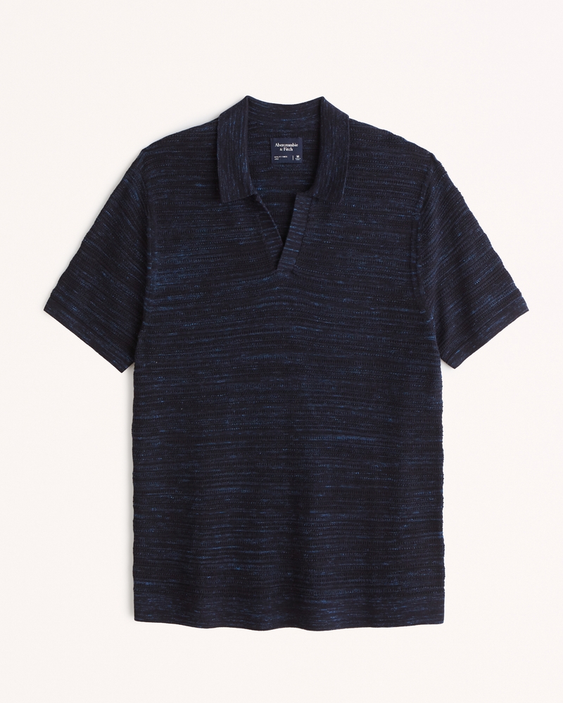 Men's Marled Johnny Collar Sweater Polo Men's Tops
