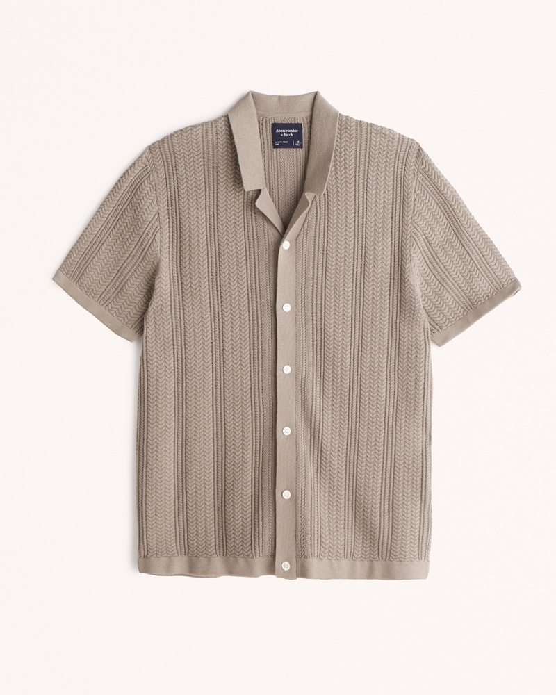 Men's Stitch Button-Through Sweater Polo | Men's Tops | Abercrombie.com