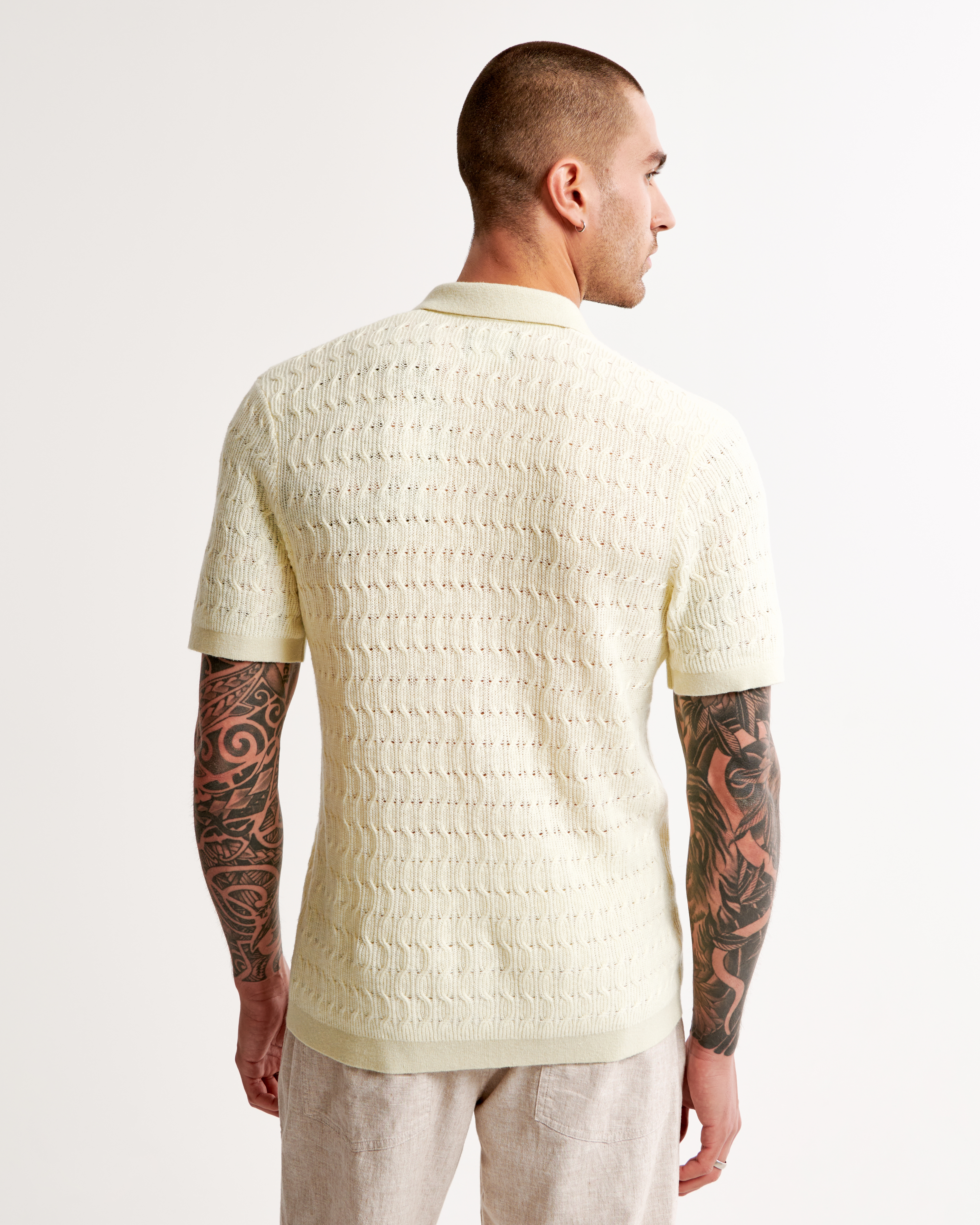 Men's Tonal Stitch Button-Through Sweater Polo | Men's Clearance