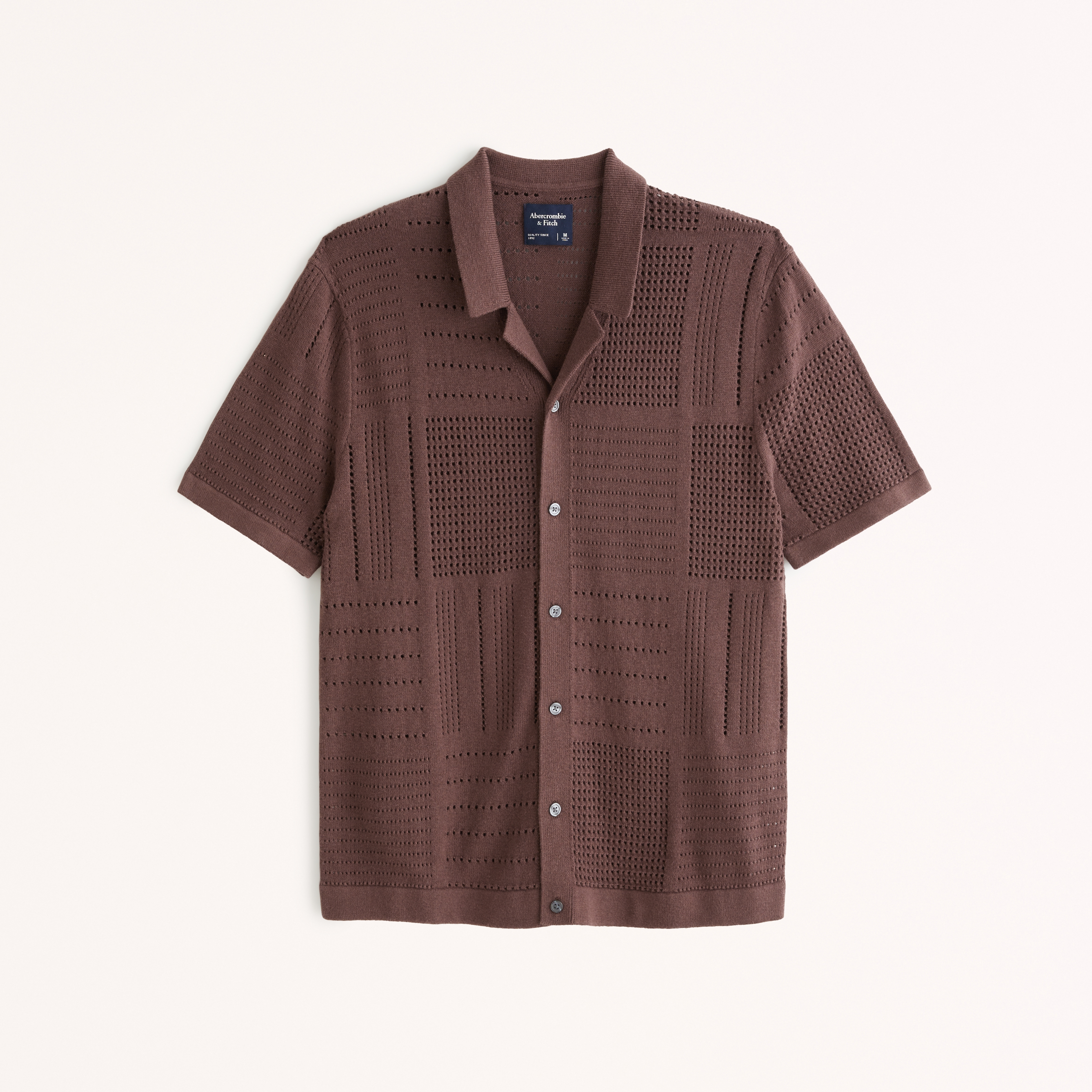 Men's Patchwork Stitch Button-Through Sweater Polo | Men's