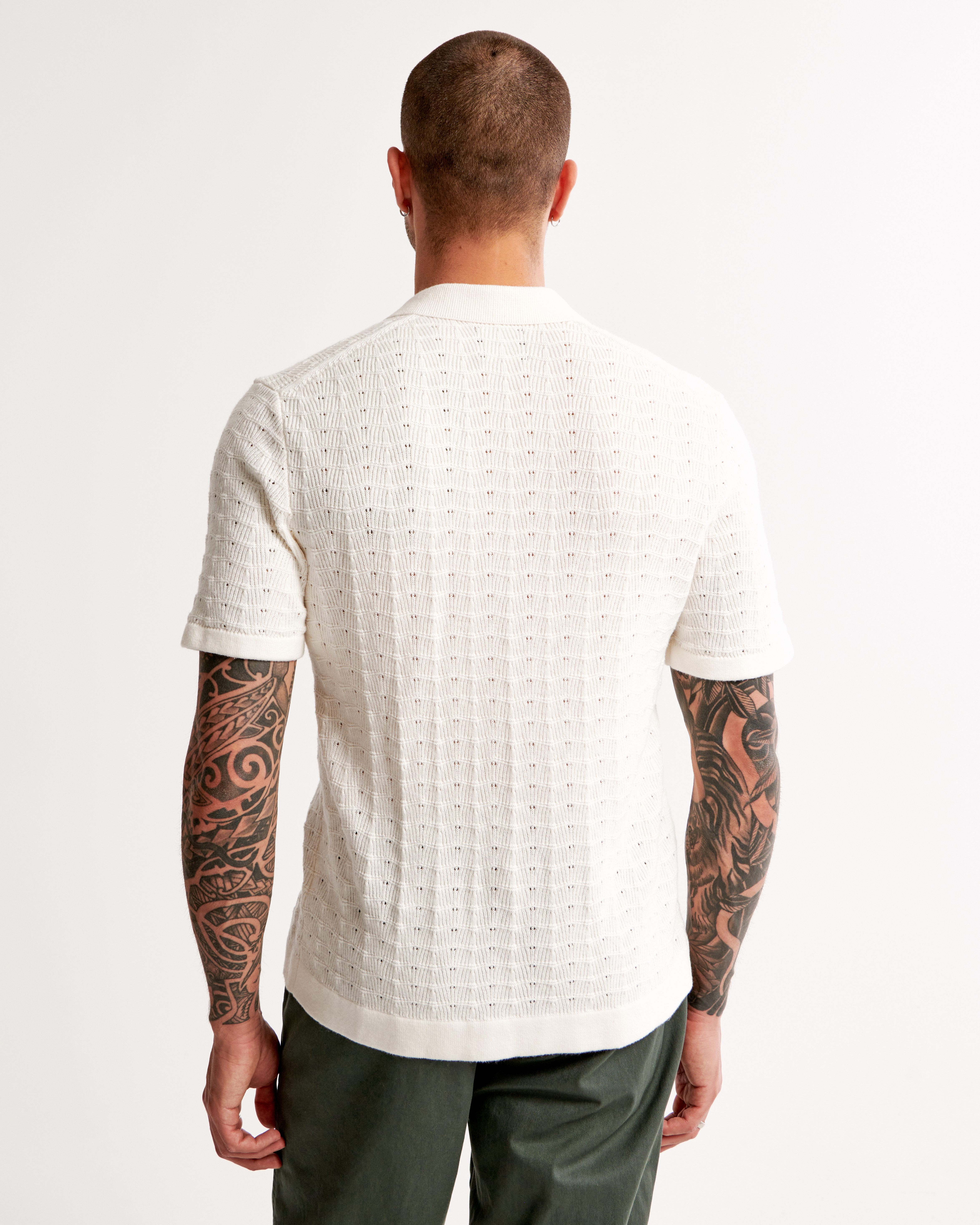 Men's Stitch Button-Through Sweater Polo | Men's Clearance