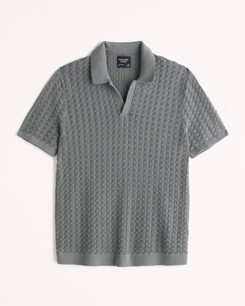 Men's Textured Johnny Collar Sweater Polo | Men's Sale | Abercrombie.com