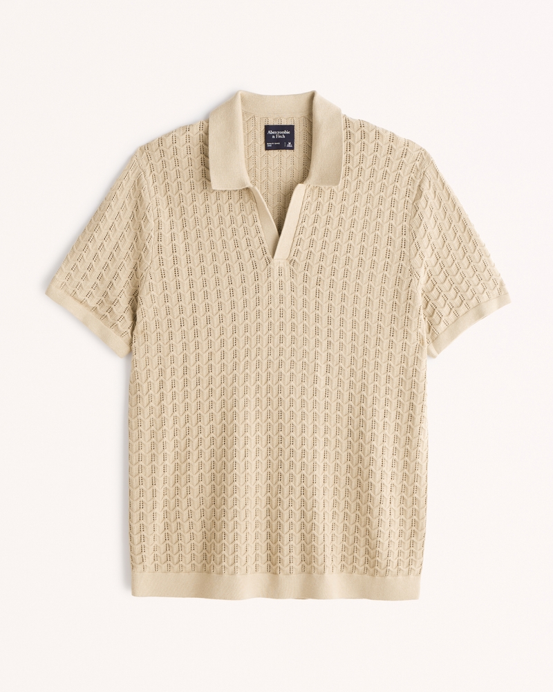 Men's Textured Johnny Collar Sweater Polo | Men's Sale | Abercrombie.com