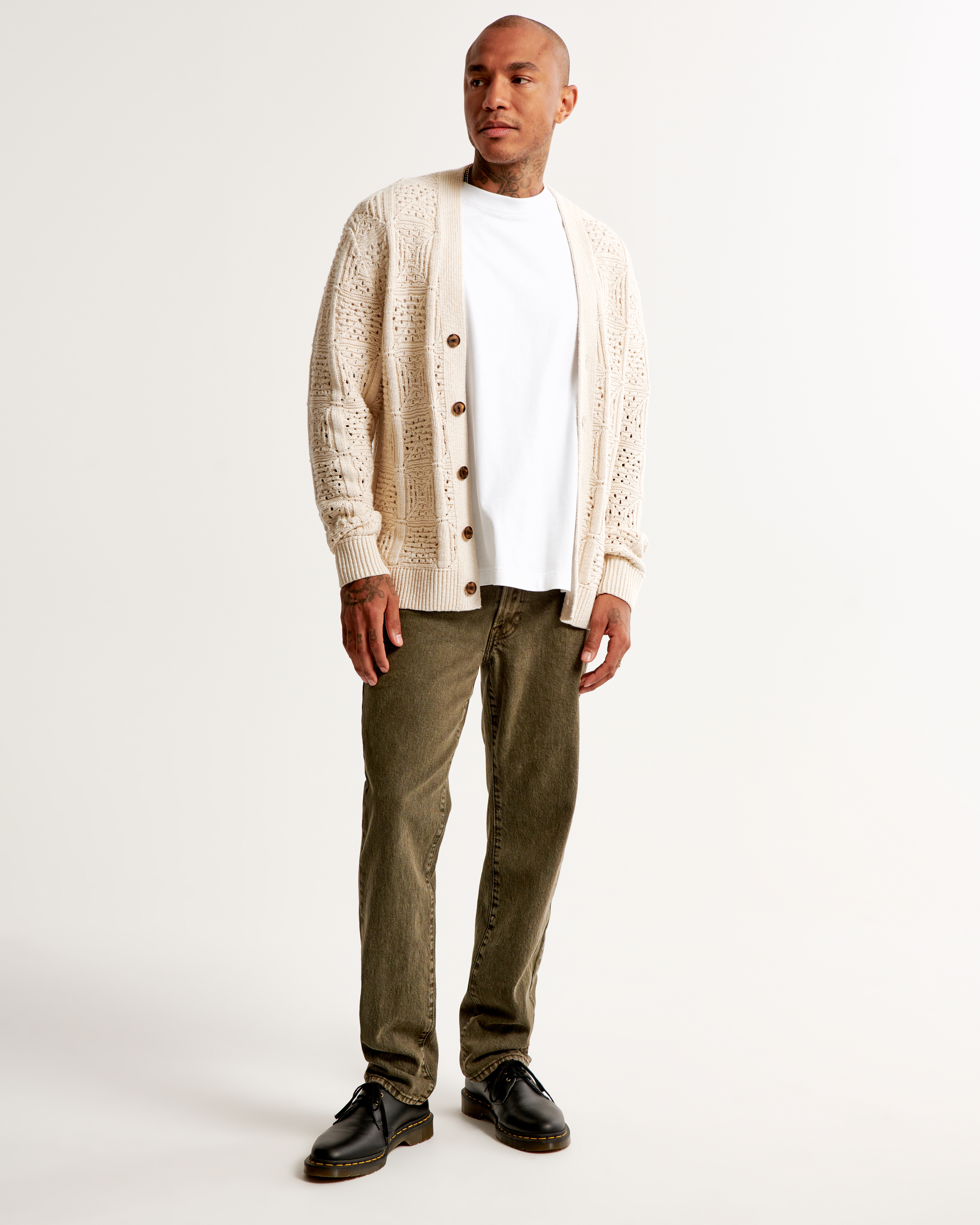 Crew neck cardigan on sale mens