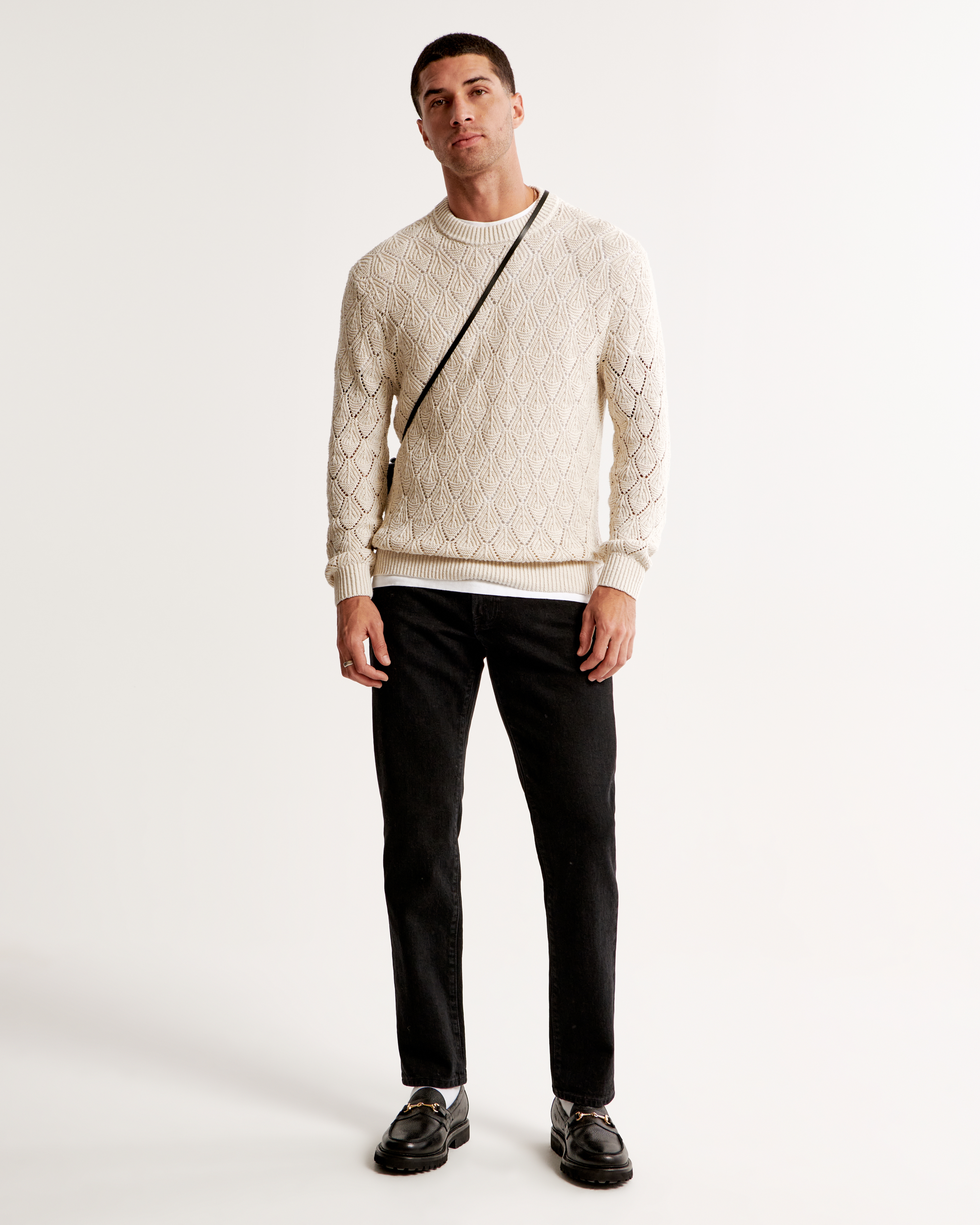 Homme Pull ras du cou en crochet Homme R ductions Abercrombie