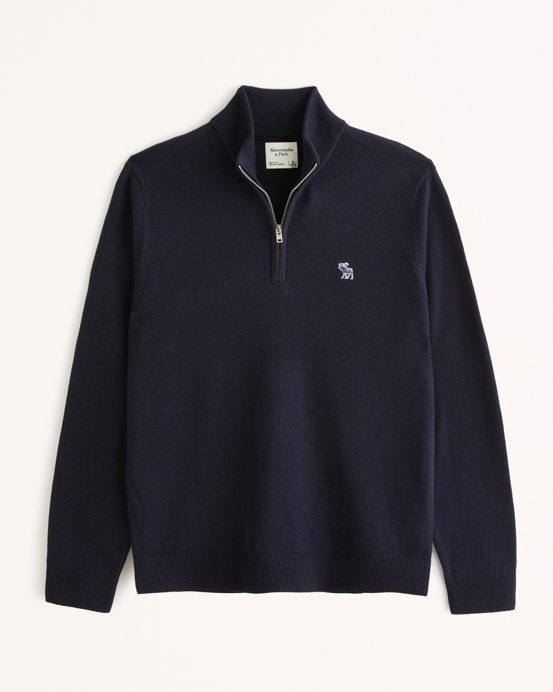 Men s Long Sleeve Icon Half Zip Sweater Polo Men s Sale Abercrombie