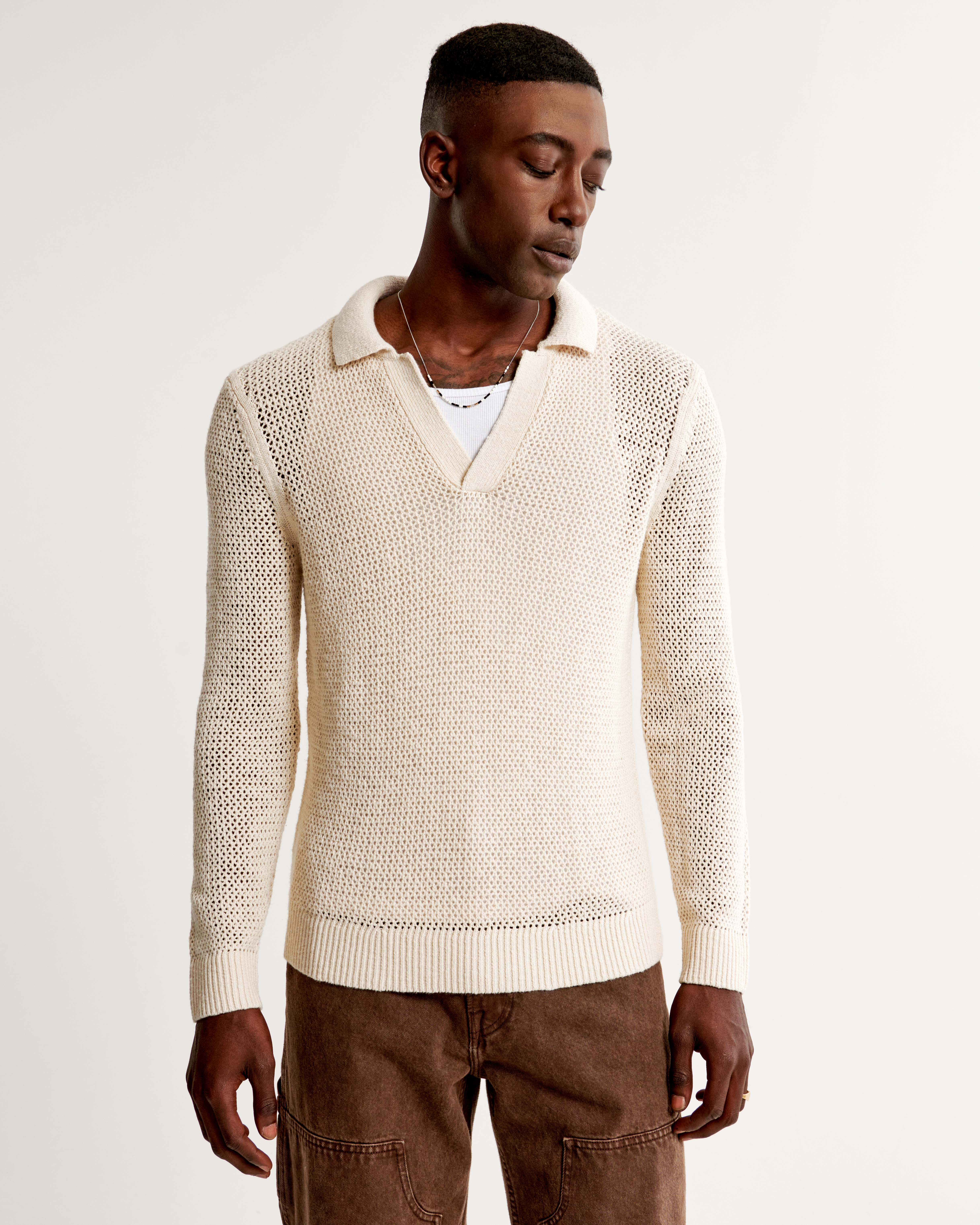 Мужские свитеры Abercrombie & Fitch Long-Sleeve Johnny Collar Sweater Polo — фото 2