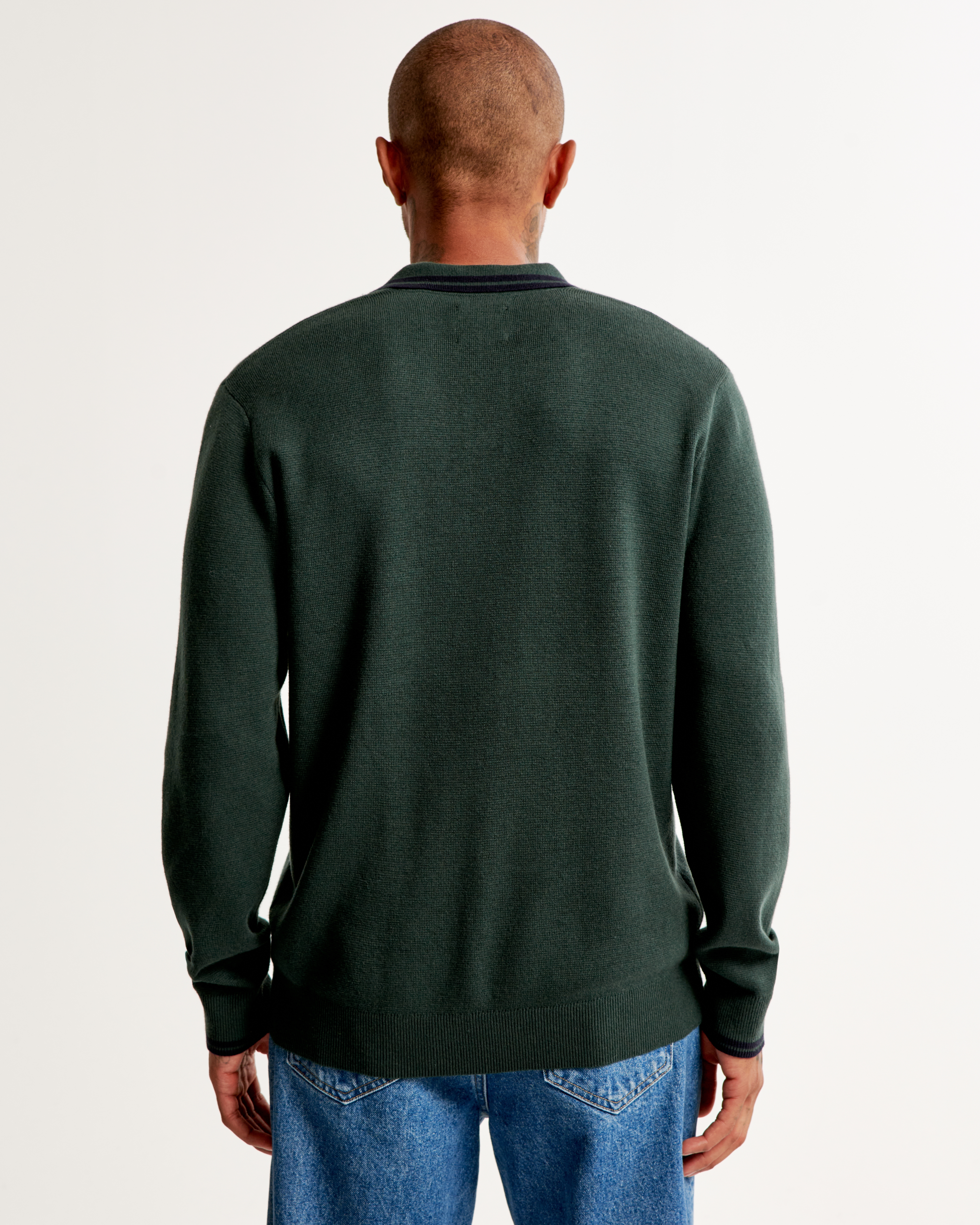 Men's Tipped Long-Sleeve 3-Button Sweater Polo | Men's Clearance