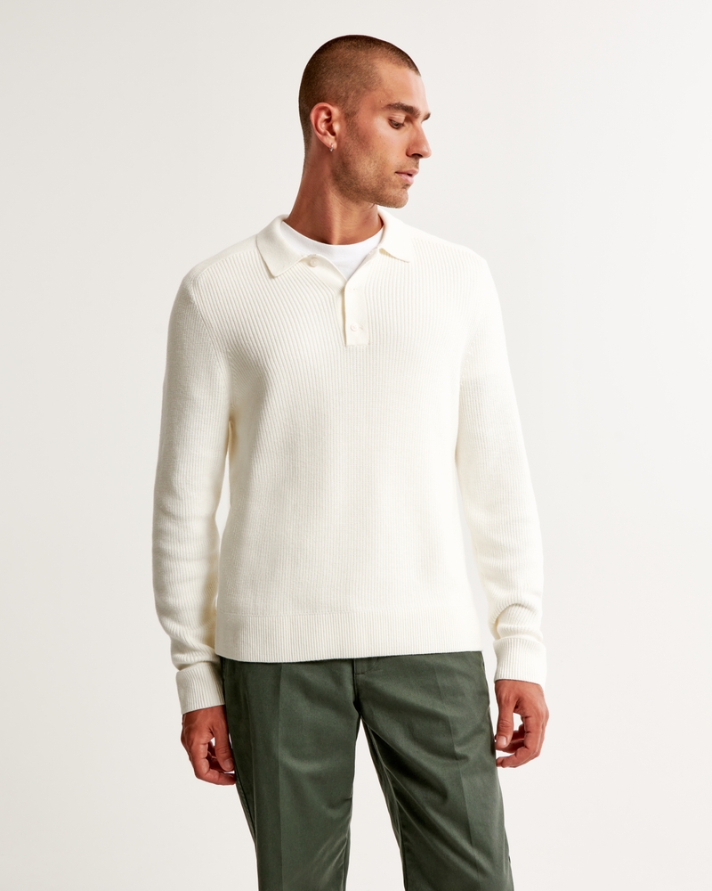 Men's Long-Sleeve 3-Button Sweater Polo | Men's New Arrivals |  Abercrombie.com