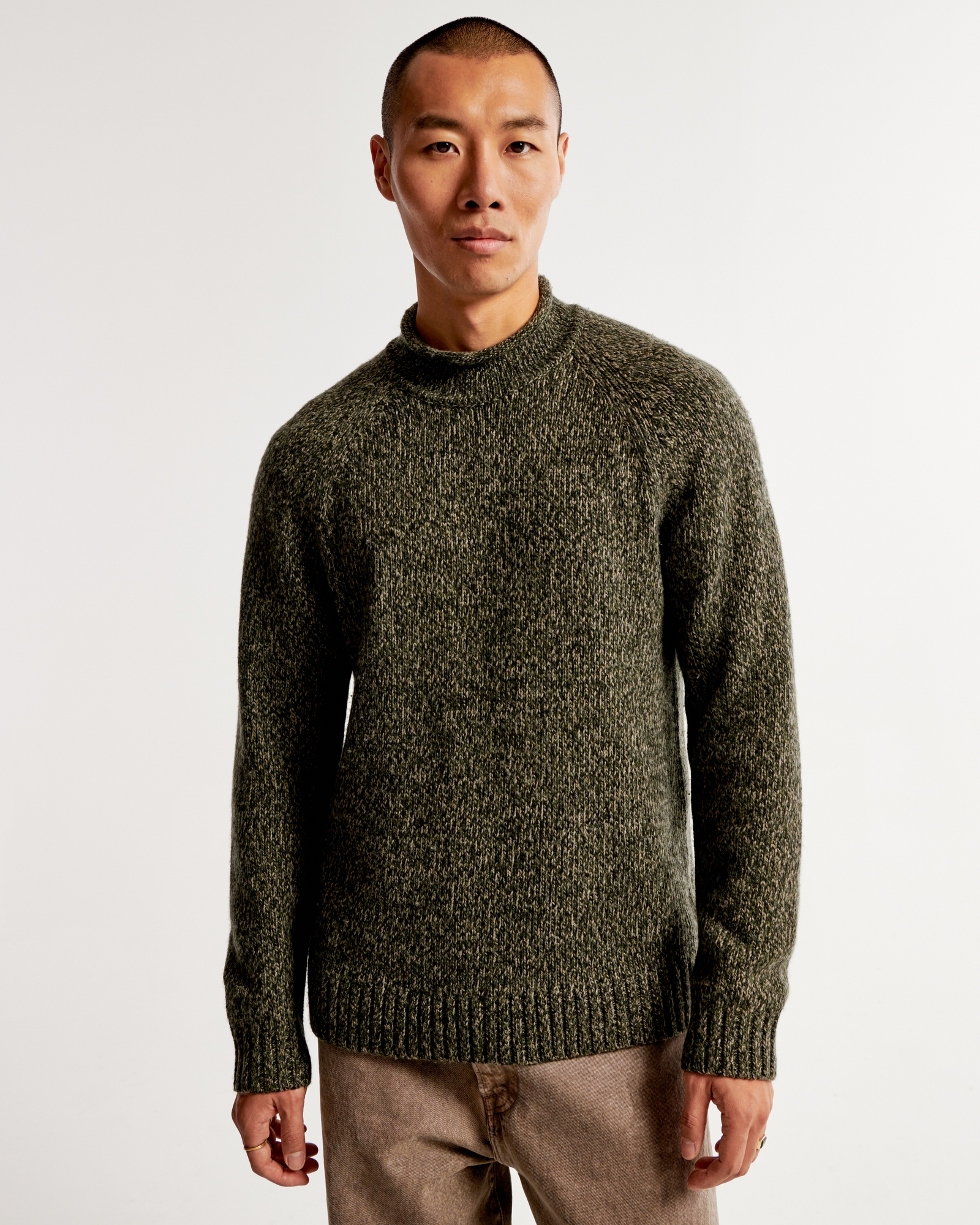 Men's Marled Roll Neck Sweater, Men's Clearance