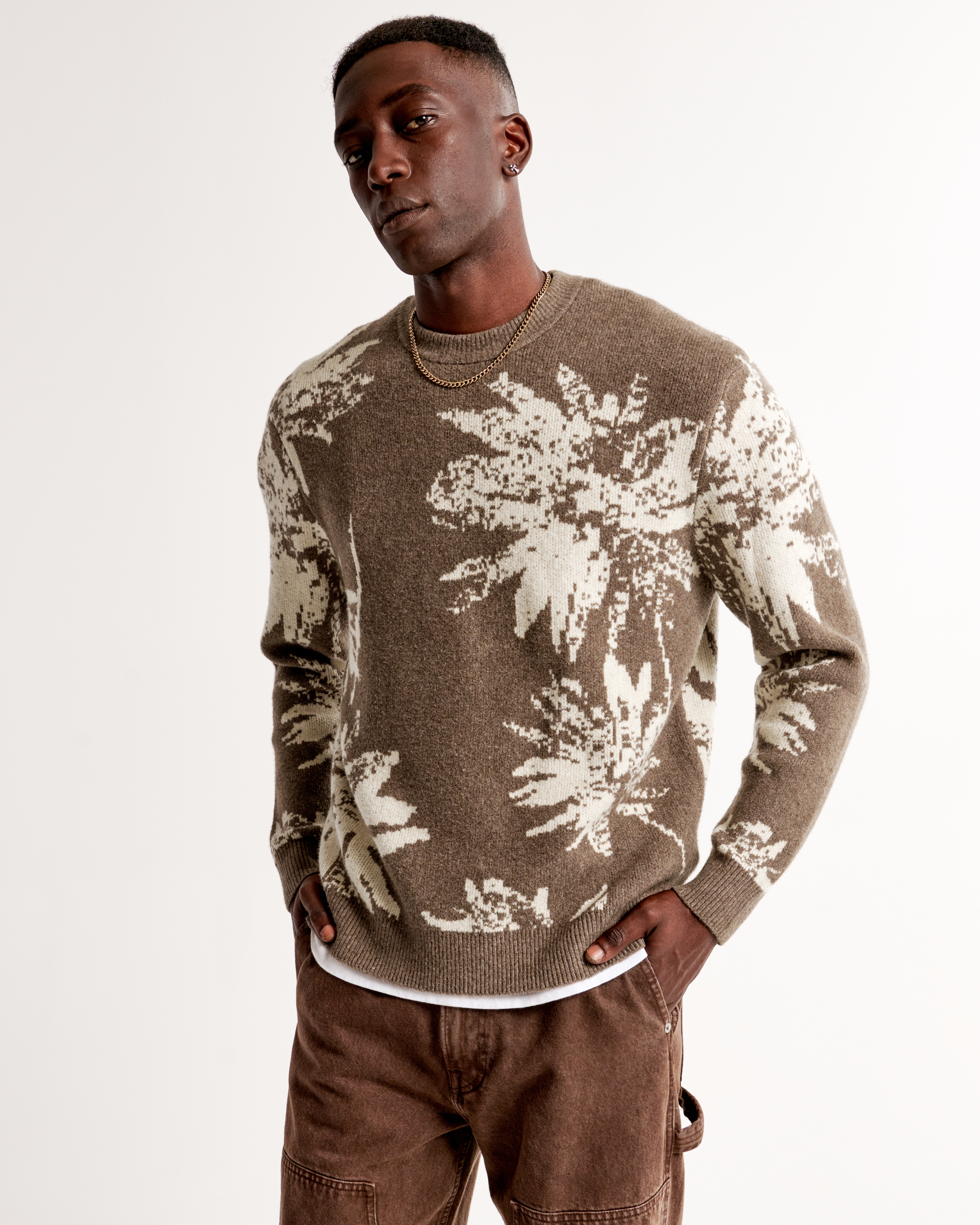 Men's Floral Pattern Crew Sweater | Men's Clearance | Abercrombie.com