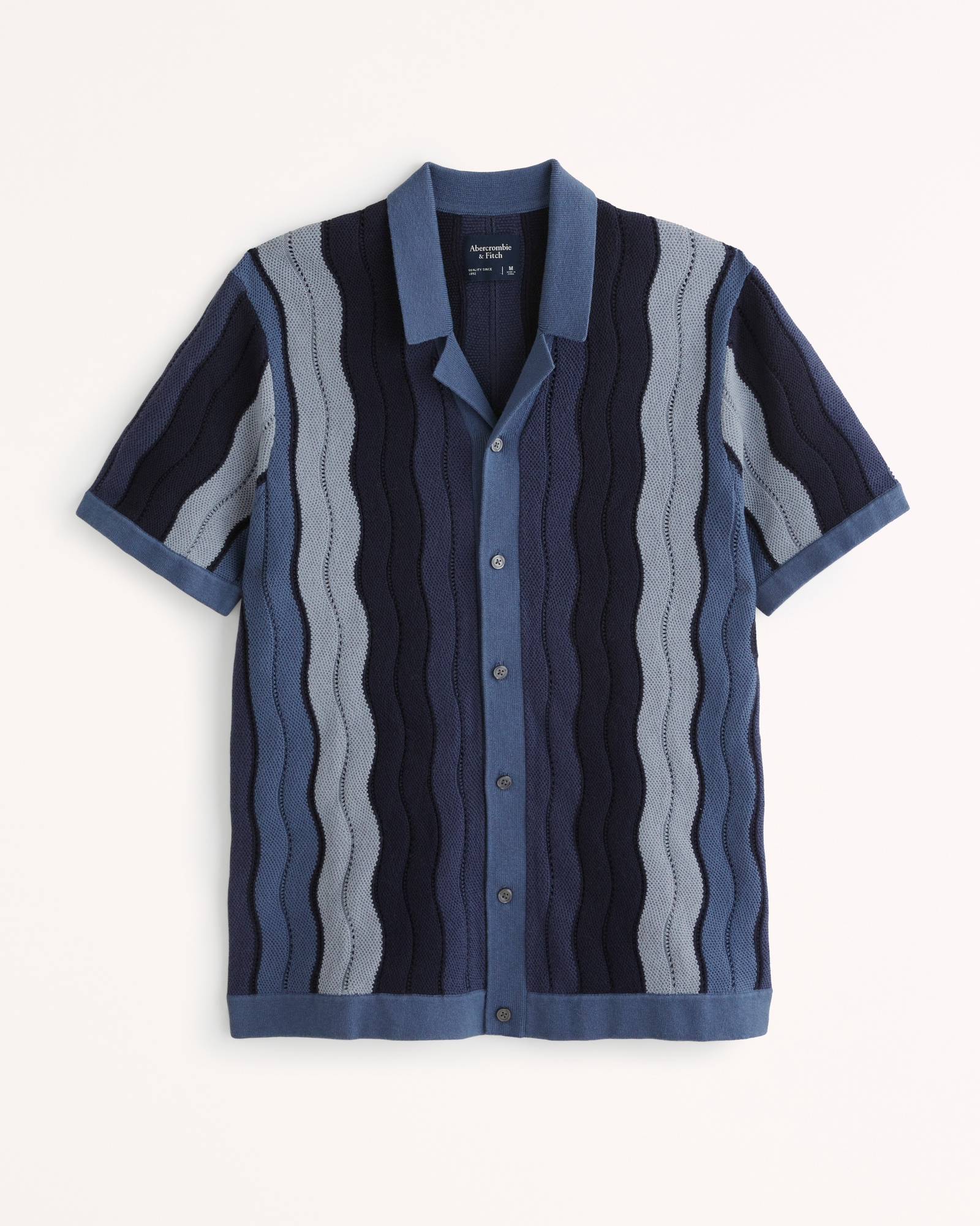 Wave Stitch Button-Through Sweater Polo