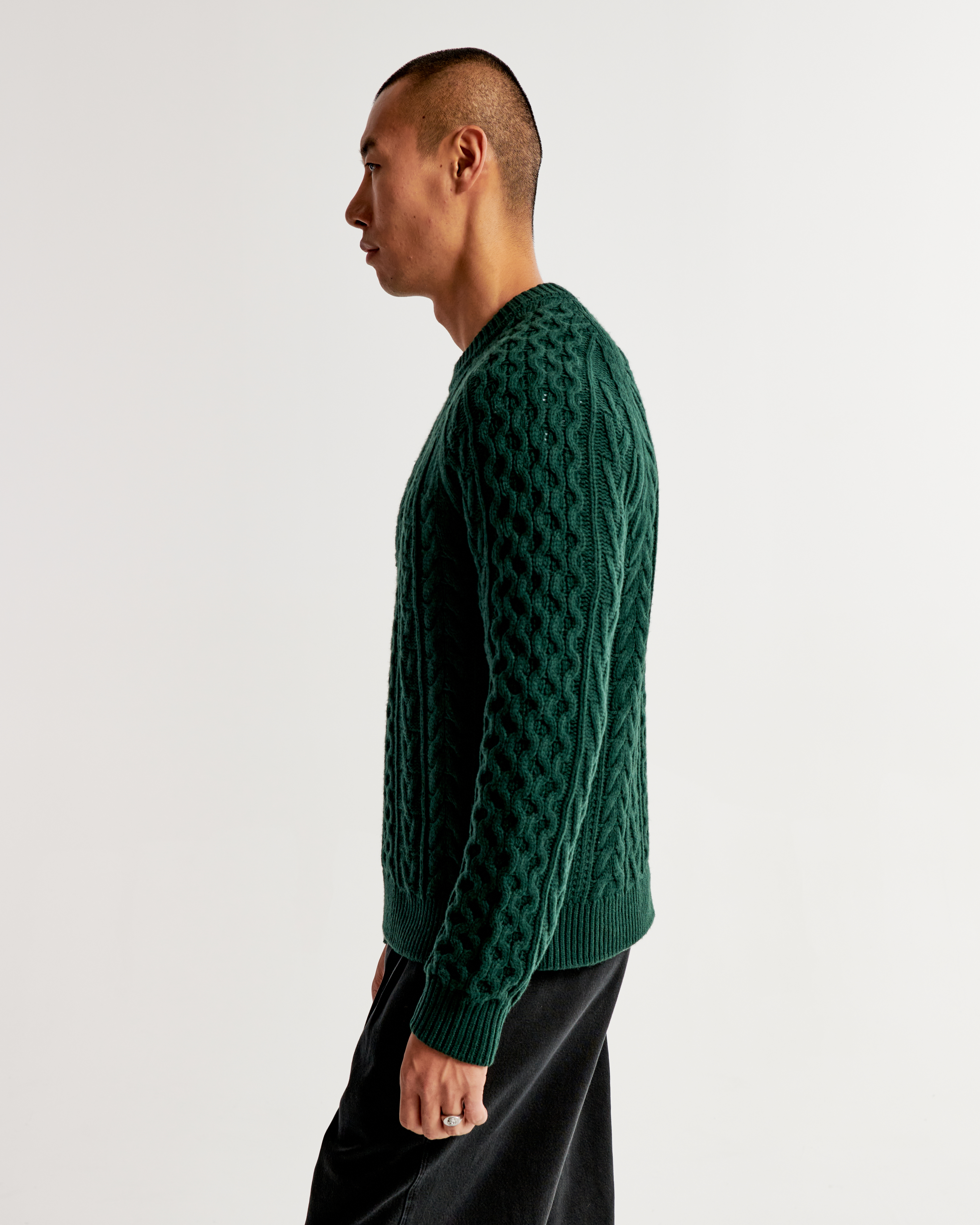 Men's Elevated Cable Stitch Crew Sweater | Men's Tops