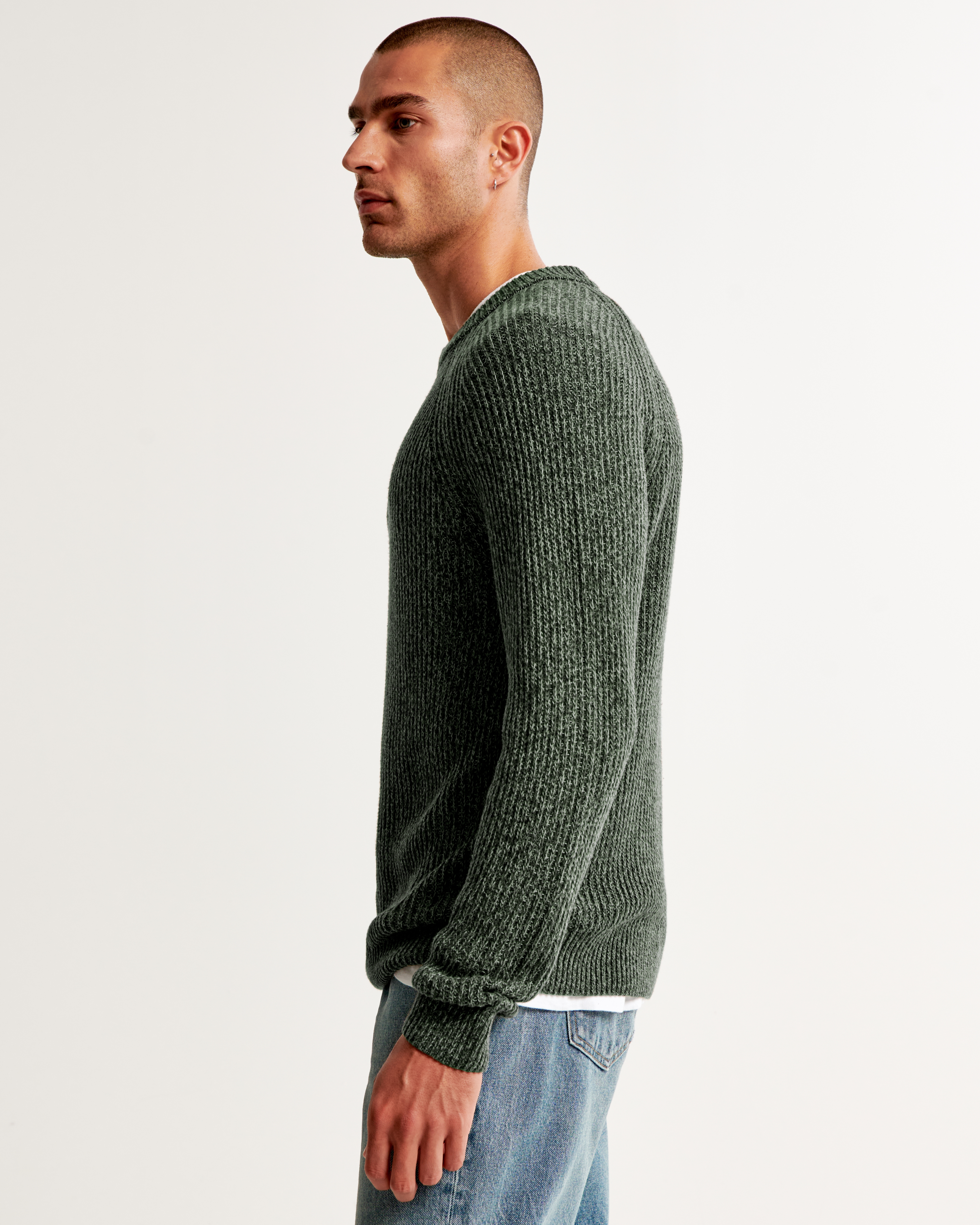 Textured Marled Crew Sweater