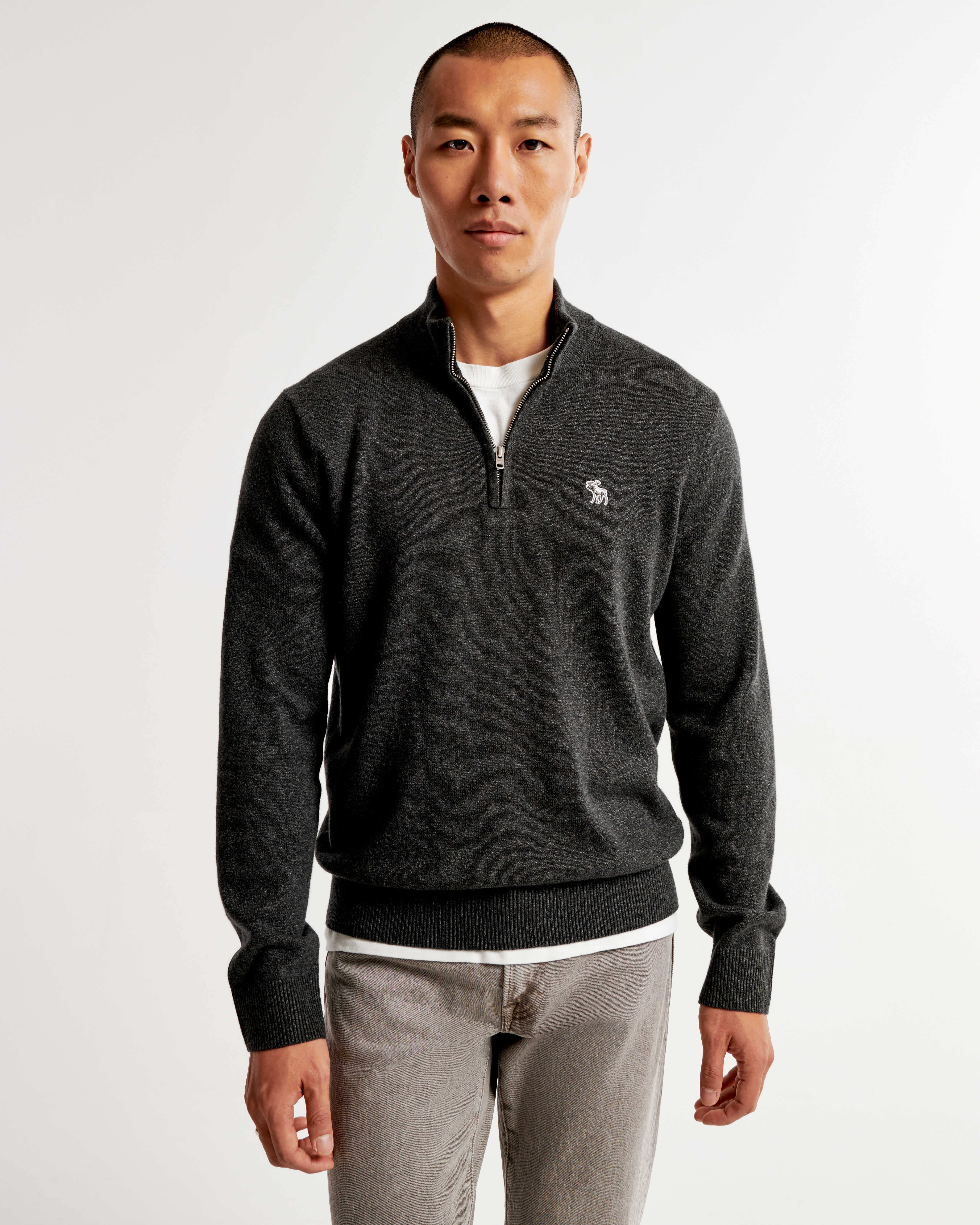 Wool-Blend Elevated Icon Quarter-Zip Sweater