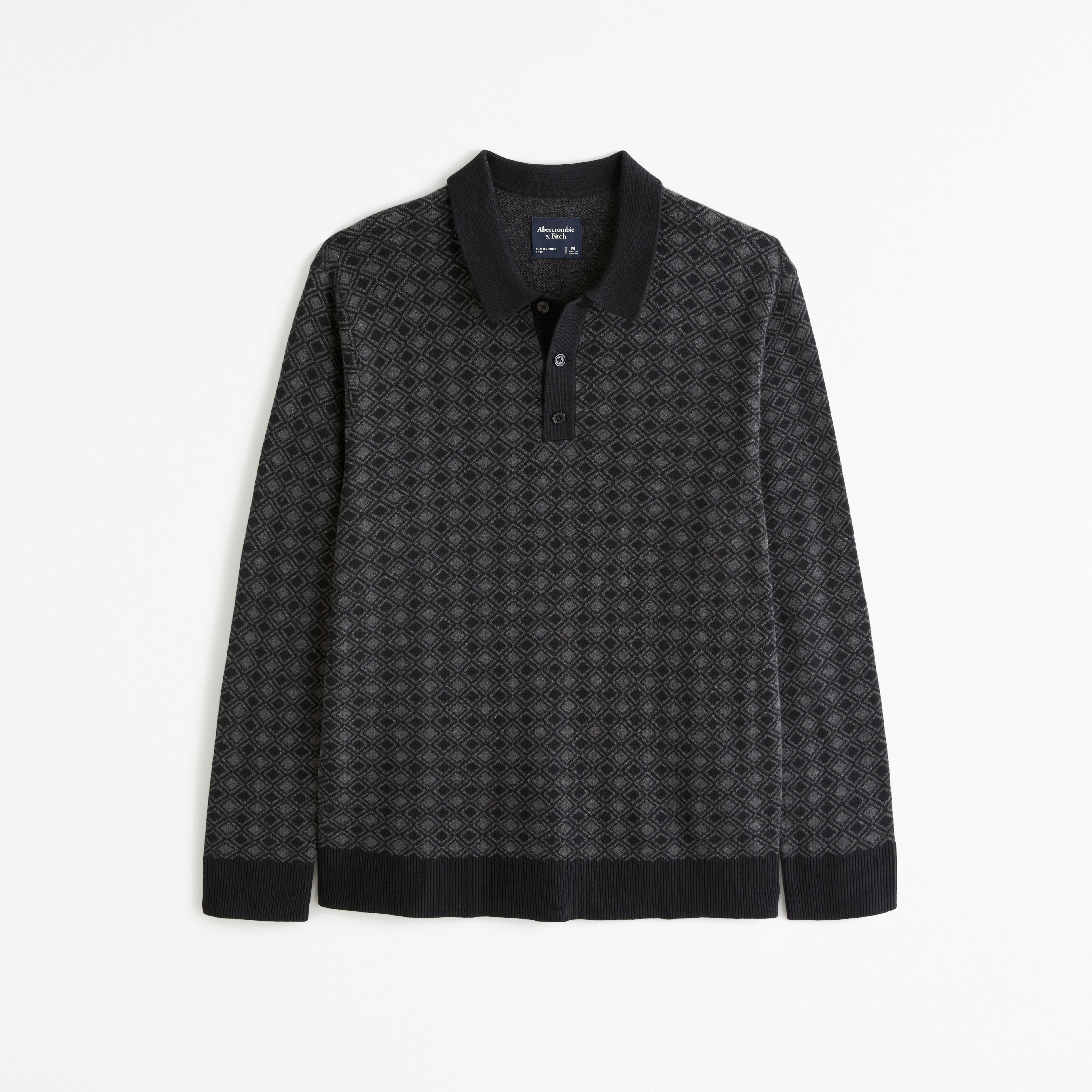 Men's Pattern Long-Sleeve 3-Button Sweater Polo - Abercrombie