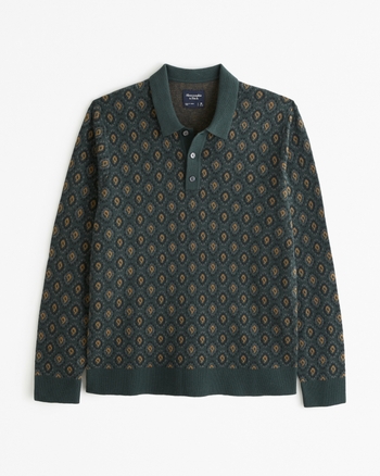 Men's Pattern Long-Sleeve 3-Button Sweater Polo | Men's Tops | Abercrombie.com