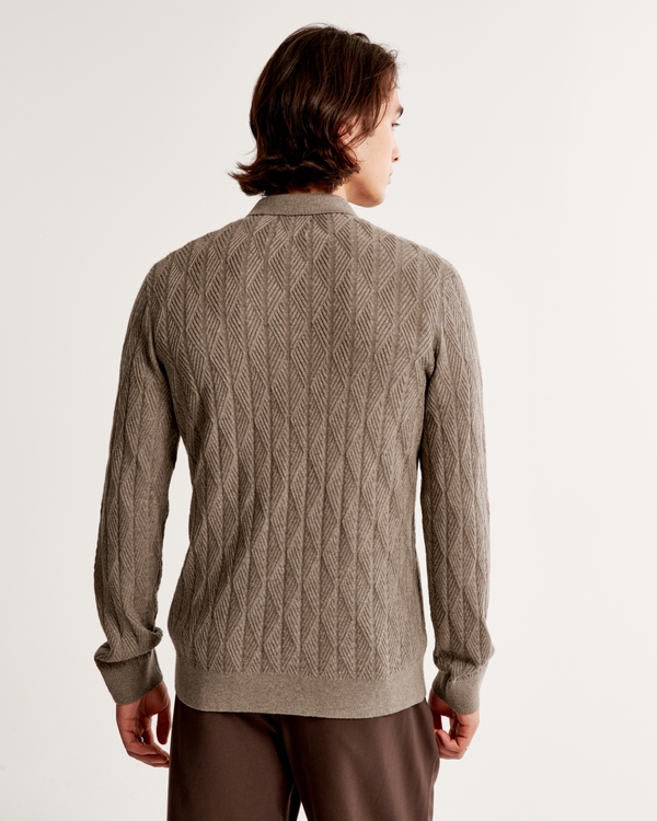 Long-Sleeve Johnny Collar Sweater Polo