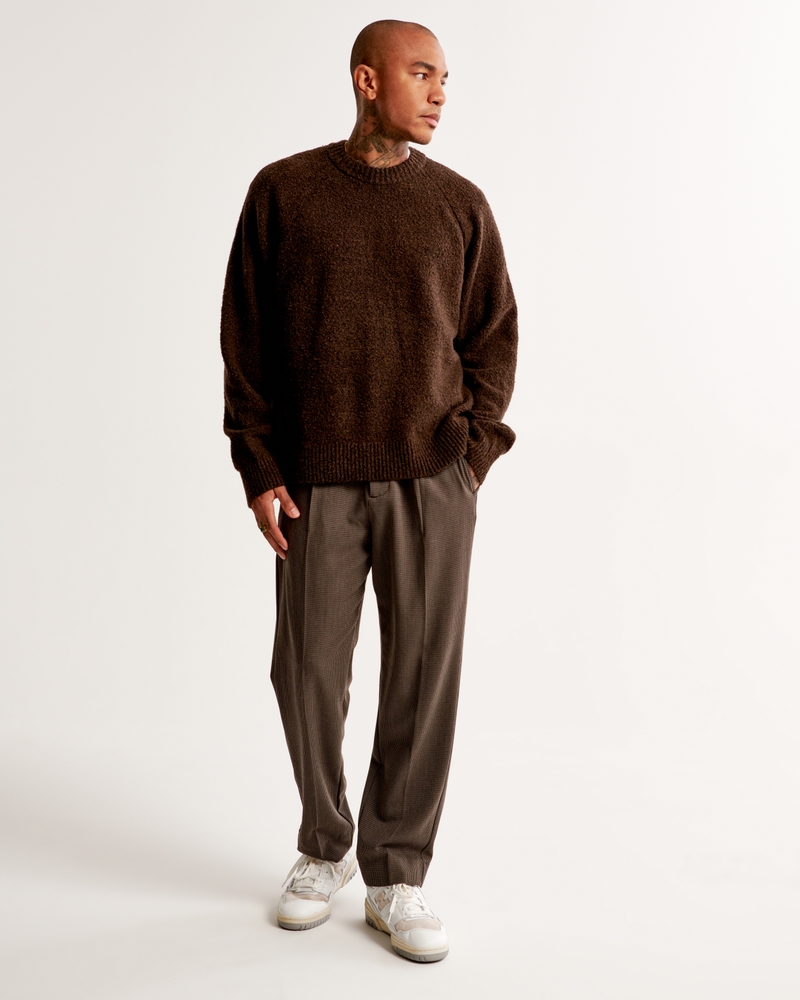 Men's Oversized Boucle Crew Sweater, Men's Clearance