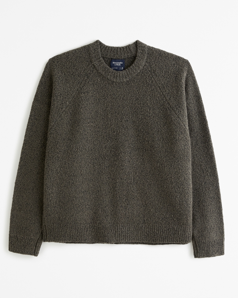 Men's Oversized Boucle Crew Sweater, Men's Clearance