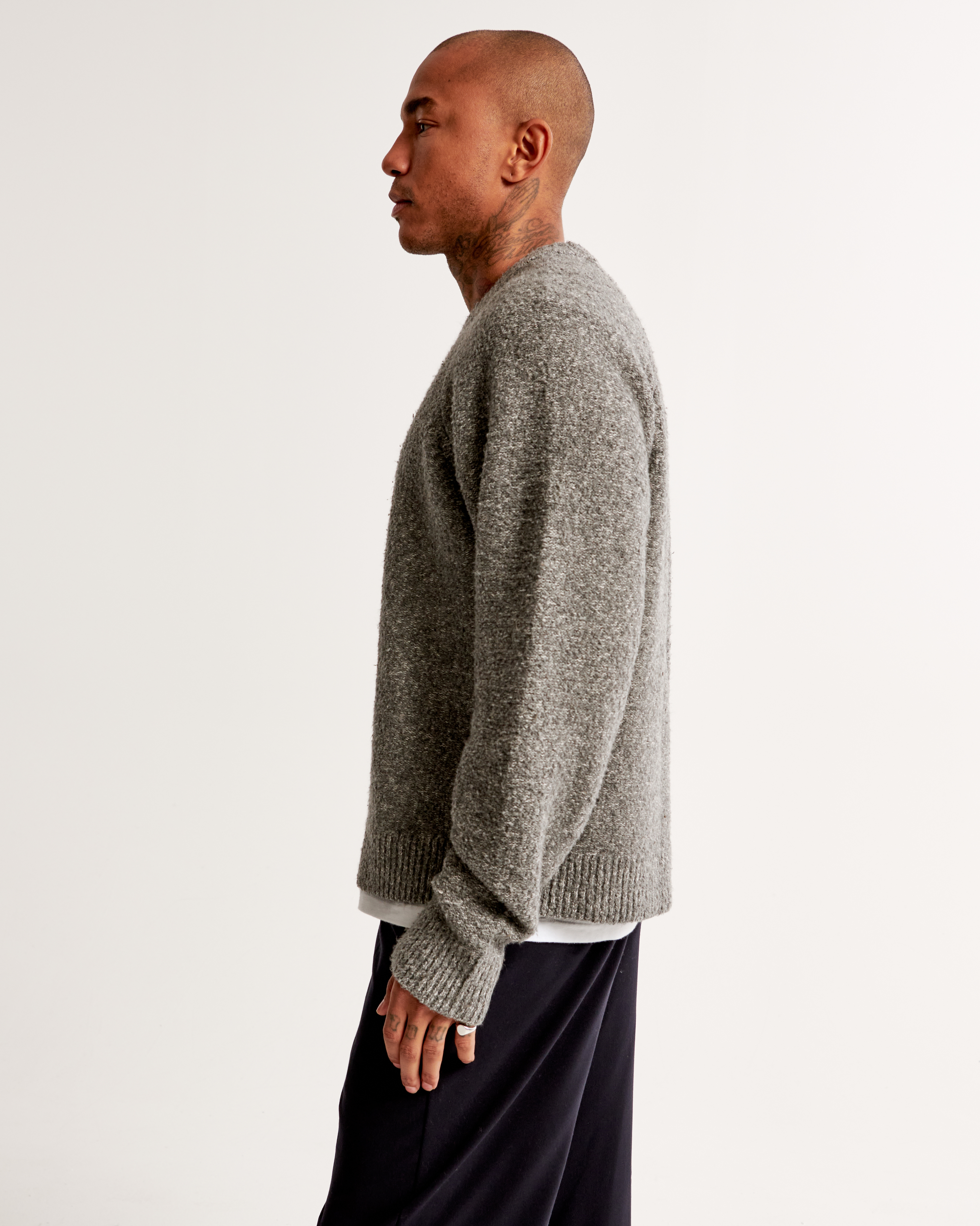 Men's Oversized Boucle Crew Sweater | Men's Tops | Abercrombie.com