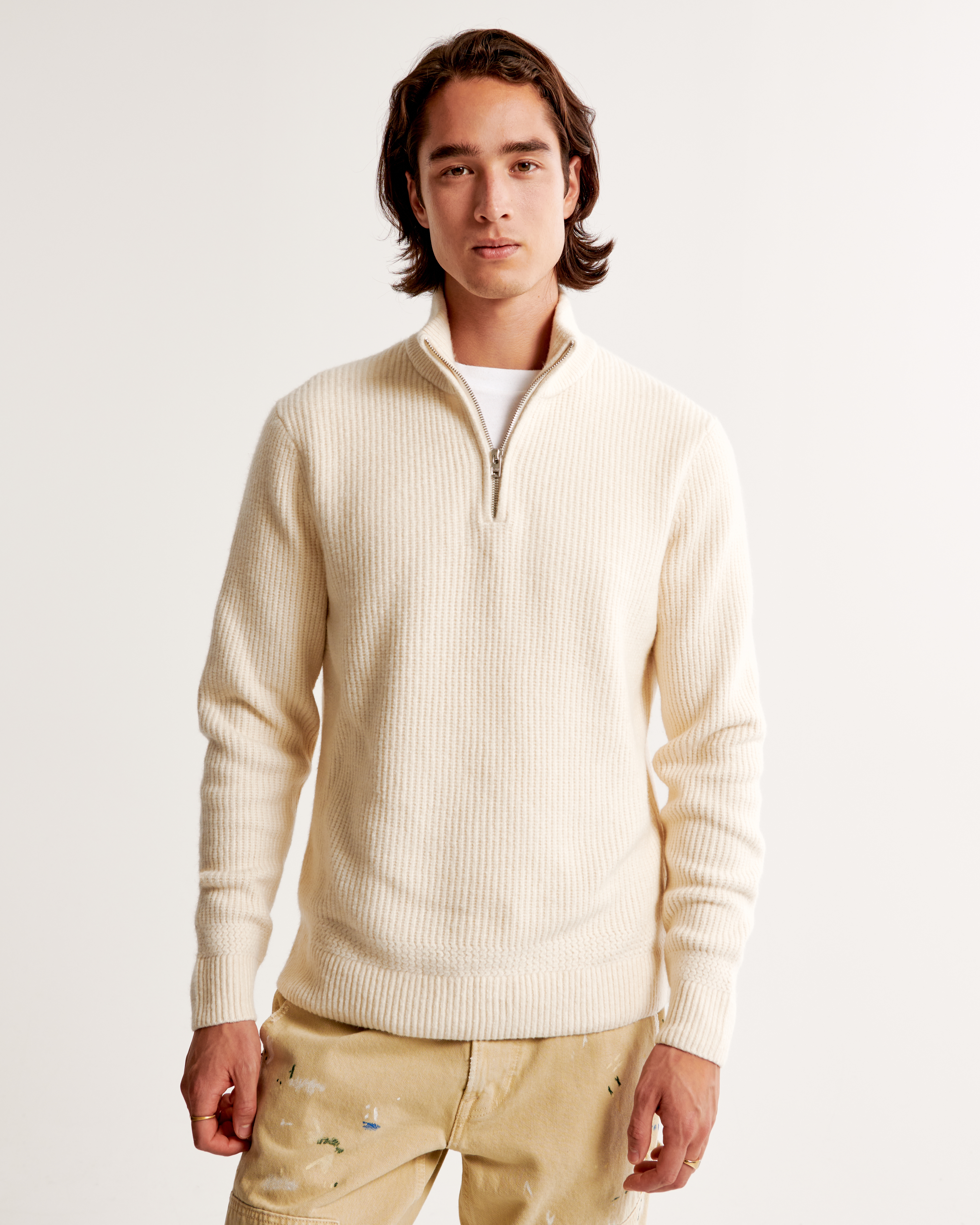 Three quarter best sale zip sweater