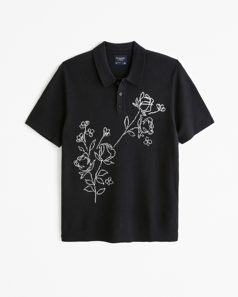 Men's Floral 3-Button Sweater Polo | Men's Clearance | Abercrombie.com