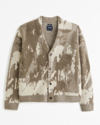 Men s Fuzzy Abstract Cropped Cardigan Men s New Arrivals