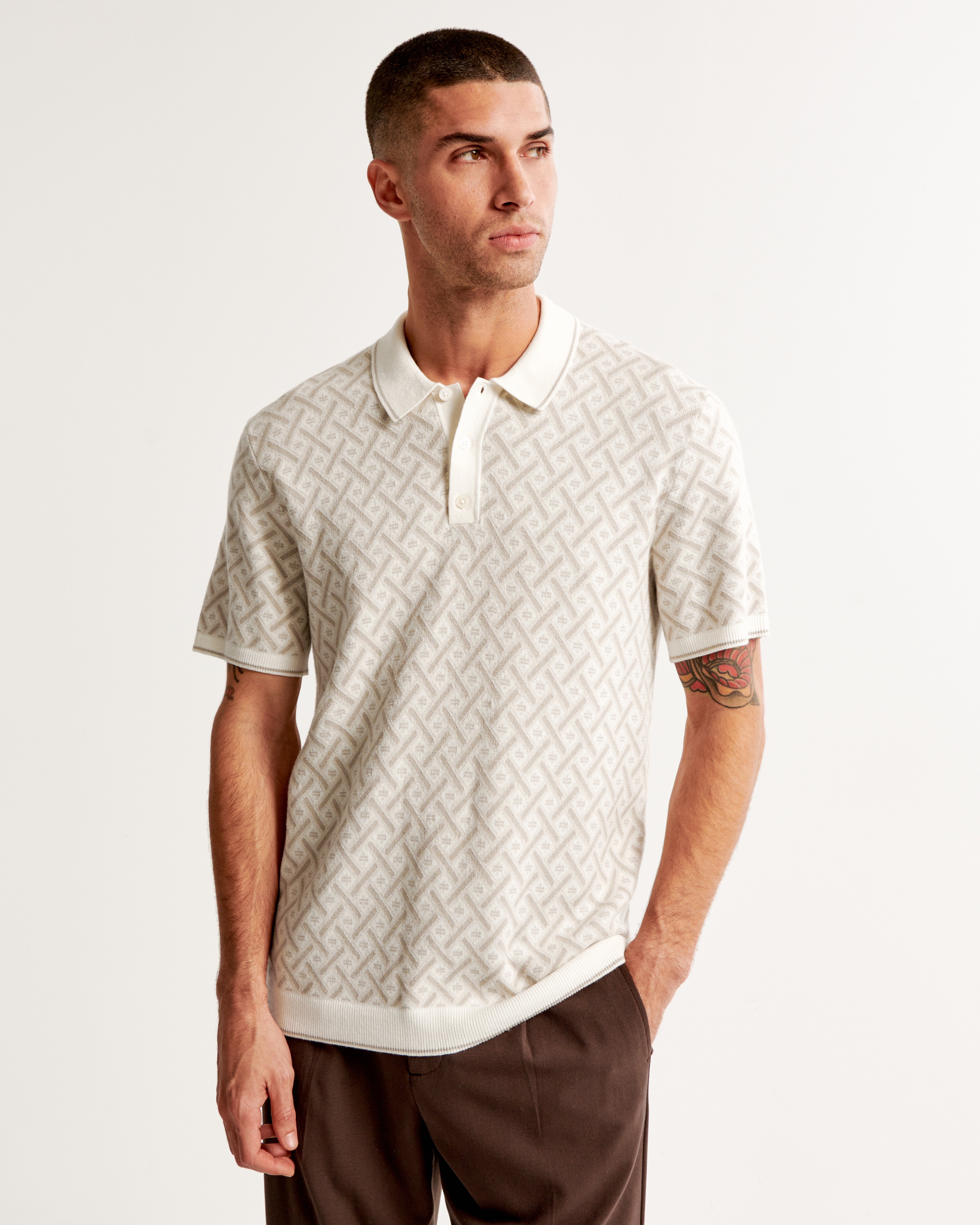 Men's Geometric 3-Button Sweater Polo | Men's Tops | Abercrombie.com