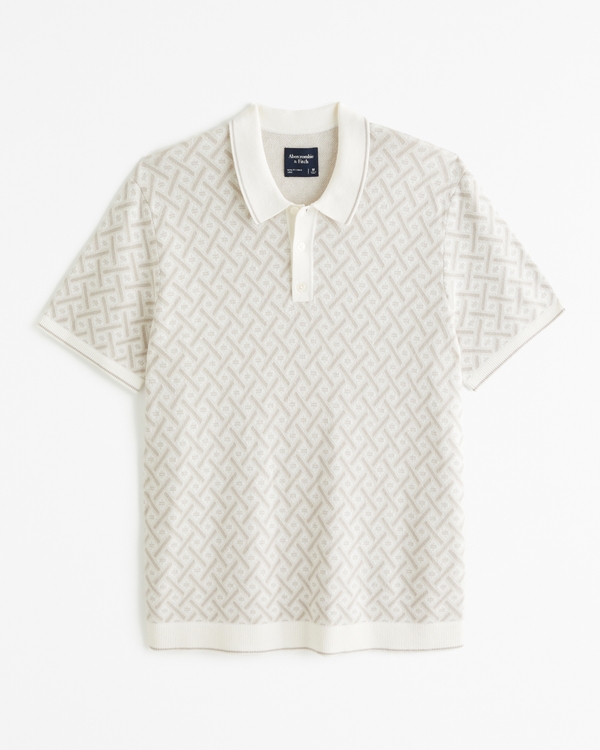 Men's Geometric 3-Button Sweater Polo | Men's Clearance | Abercrombie.com