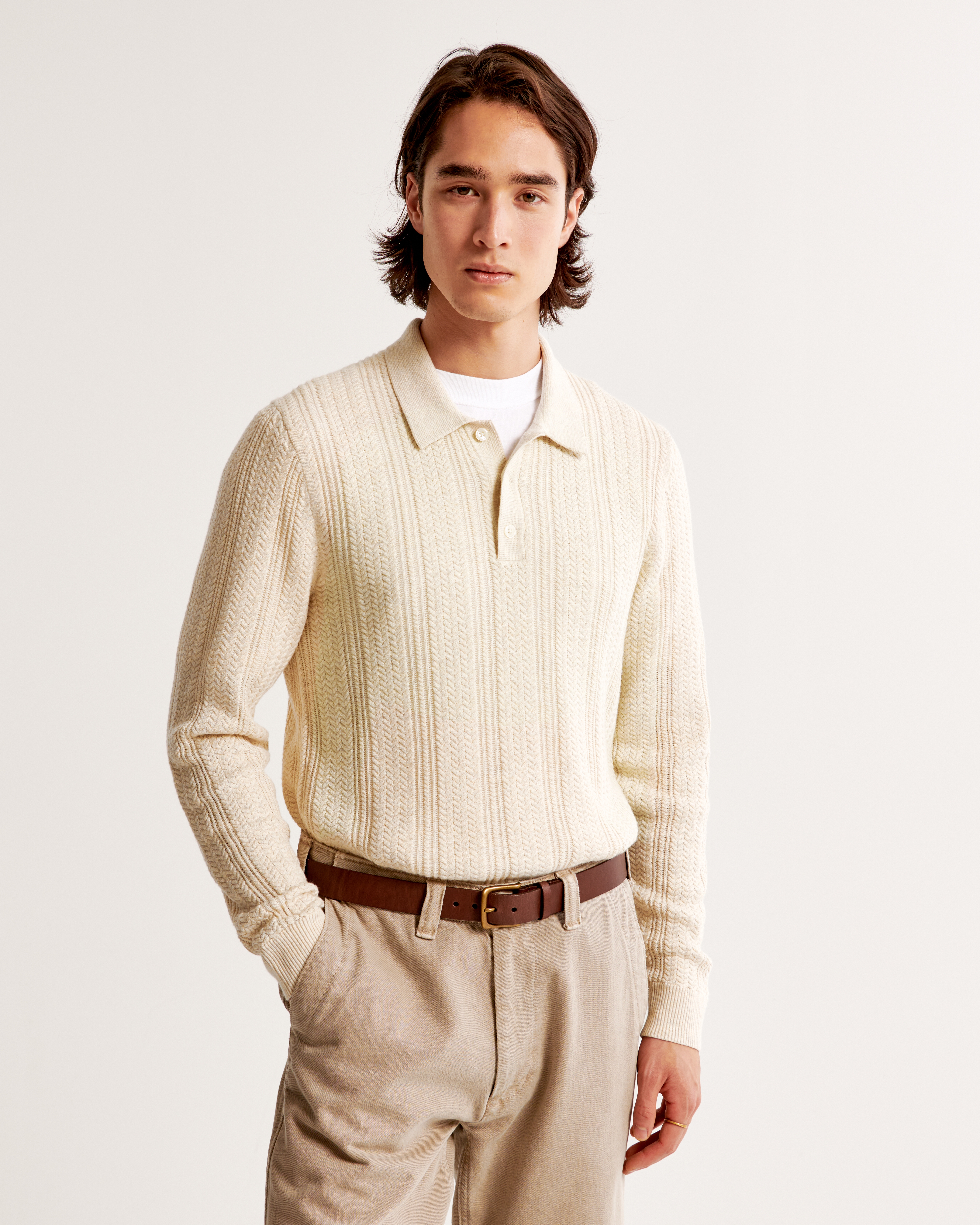 Mens 3 2025 button sweater