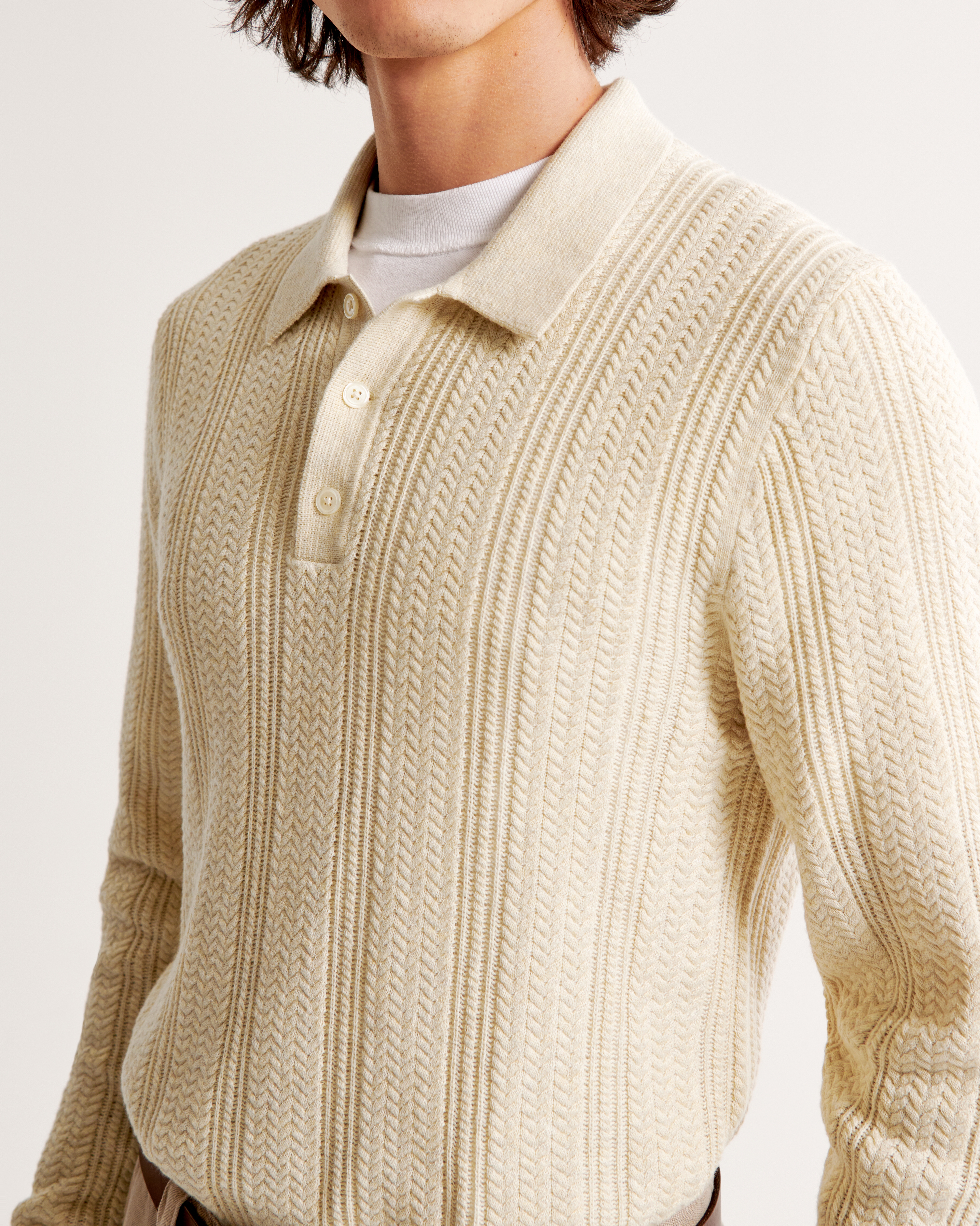 Mens long best sale sleeve polo sweater