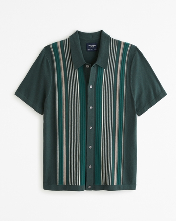 Men's Striped Button-Through Sweater Polo | Men's Clearance ...